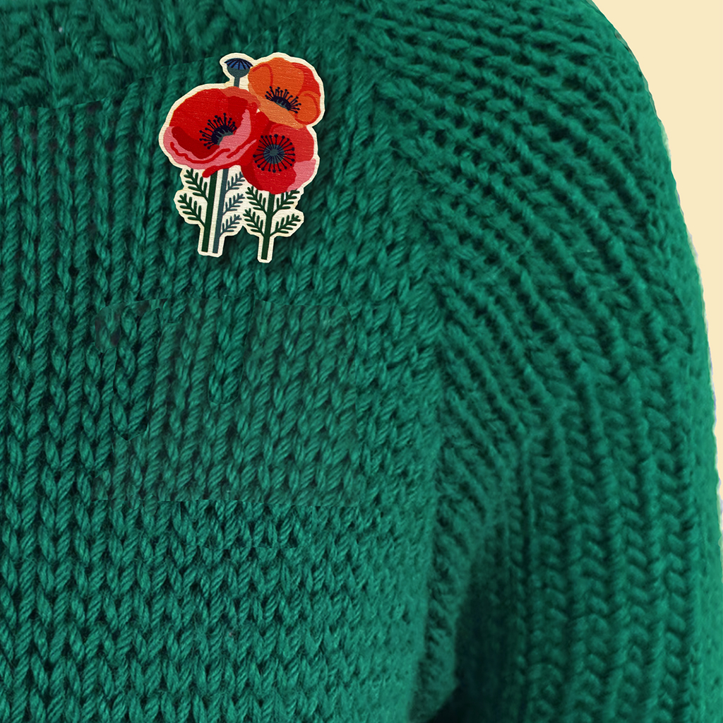 WB6 Poppy Wood Brooch - Image 3
