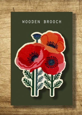 WB6 Poppy Wood Brooch