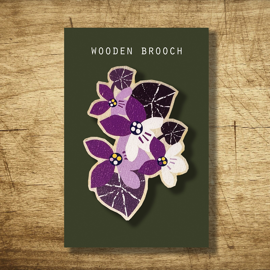 WB3 Violet Wood Brooch