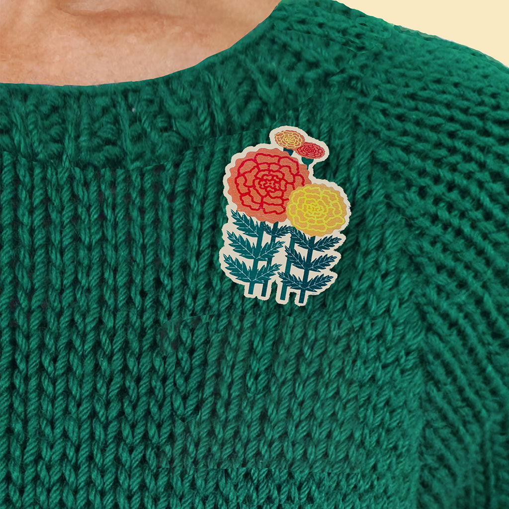 WB1 Holly Marigold Wood Brooch - Image 2